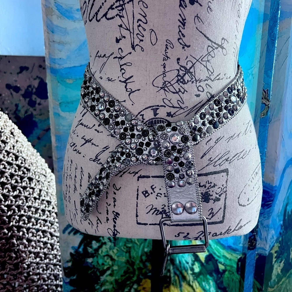 Seashell, jeweled, silver belt. - Picture 3 of 10